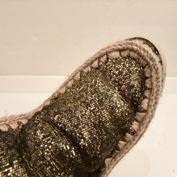 Free People MOU Eskimo sneaker boots limited edition black with gold sparkles - Picture 8 of 13